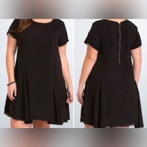 TORRID: Black Tshirt Skater Dress W/ Fringed Hemlines Zipper/ Back/ NWT/ PLUS 1X